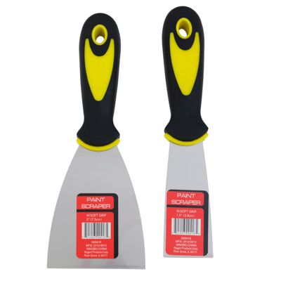 Wholesale Footwear Paint Scraper W/ Grip Handle 1.5in & 3in Steel Hdwr Label