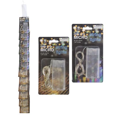 Wholesale Footwear Micro Lights 20 Led 7.2ft B/o 2 Asst Warm White & Multi Color Blc On 12pc Disp Strip