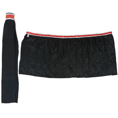 Wholesale Footwear Table Skirting 14 ft X 30 inch D-Skirt Black, Pleated, Self Adhesive, Fire Retardant,polyester