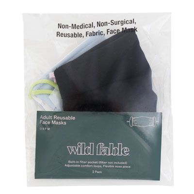 Wholesale Footwear Women Adjustable Fabric Face Mask 2pk Black/lt Blue
