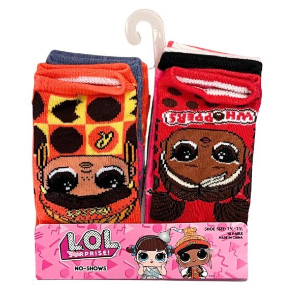 Wholesale Footwear Orange Lol Surprise Girl's No Show Socks Size 6-8.5