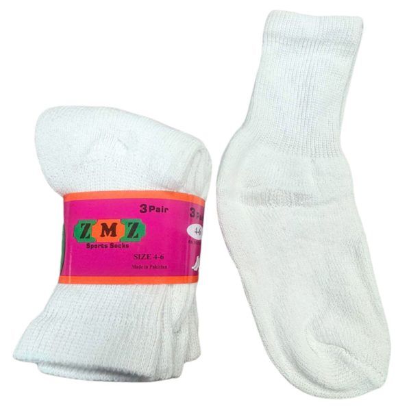 Wholesale Footwear Zmz 3 Pair Kids Crew Socks Size 4-6 In White