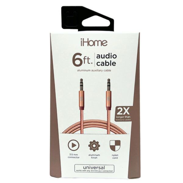 Wholesale Footwear Ihome 6 Foot Braided Audio Aux Cable In Rose Gold