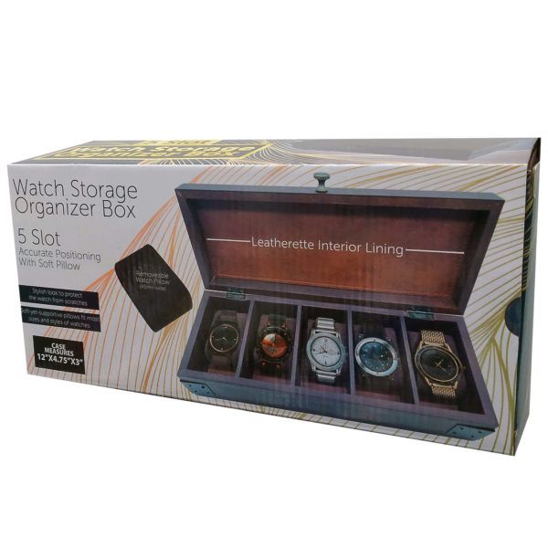 Wholesale Footwear 5-Slot Wood Watch Storage Organizer Box