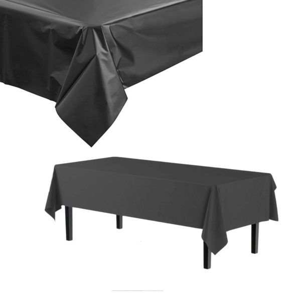 Wholesale Footwear 53 inch X 108 inch Plastic Rectangle Table Cover In Black