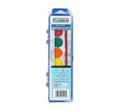 Wholesale Footwear 1ct Water Color Set, 8 Assorted Colors With Brush, With Lid