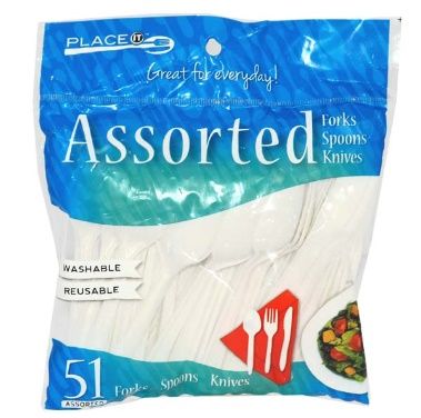 Wholesale Footwear Bh Plastic White Cutlery Combo 51ct