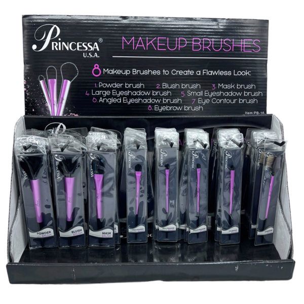 Wholesale Footwear Princessa Makeup Brushes In Countertop Display