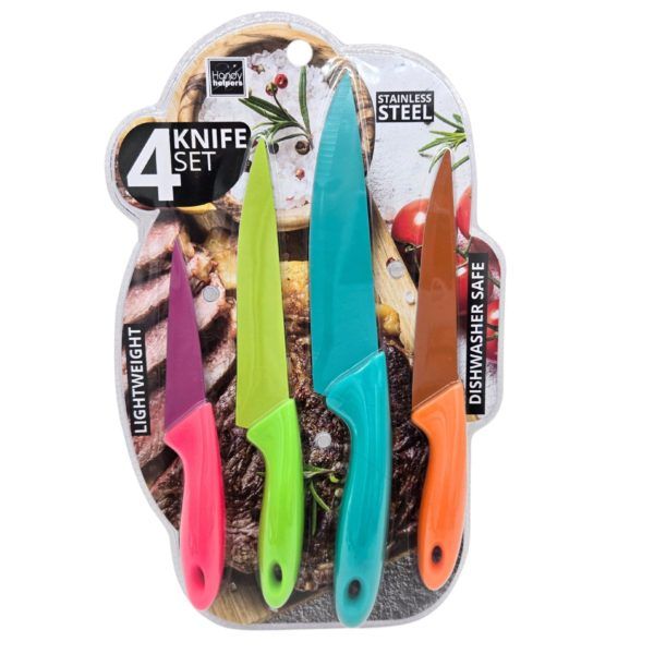 Wholesale Footwear 4 Piece Pastel Colorful Kitchen Knife Set