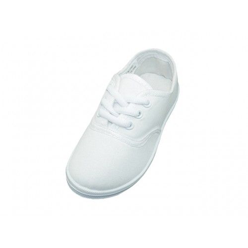 Wholesale Footwear Toddler's Lace Up Casual Canvas Shoes In White