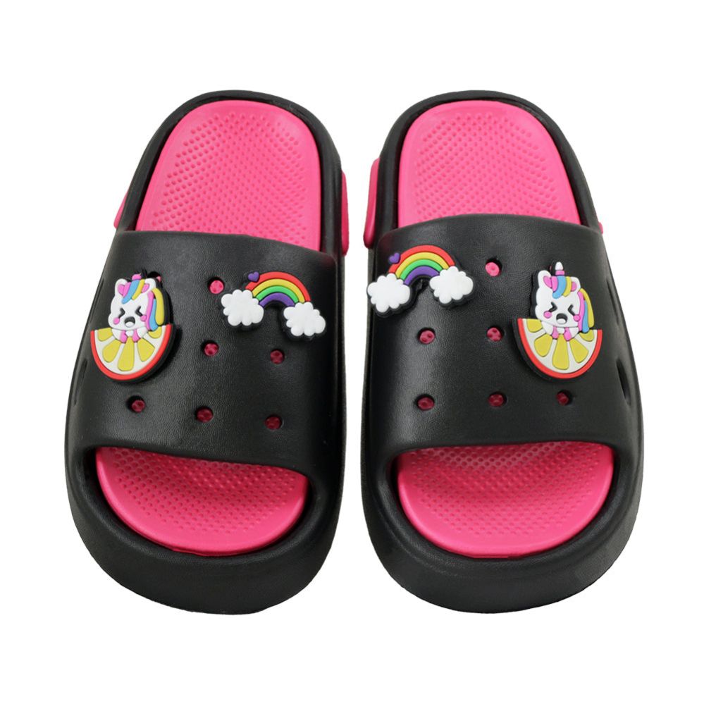Wholesale Footwear Girl's Charm Sandal Black&fuchsia