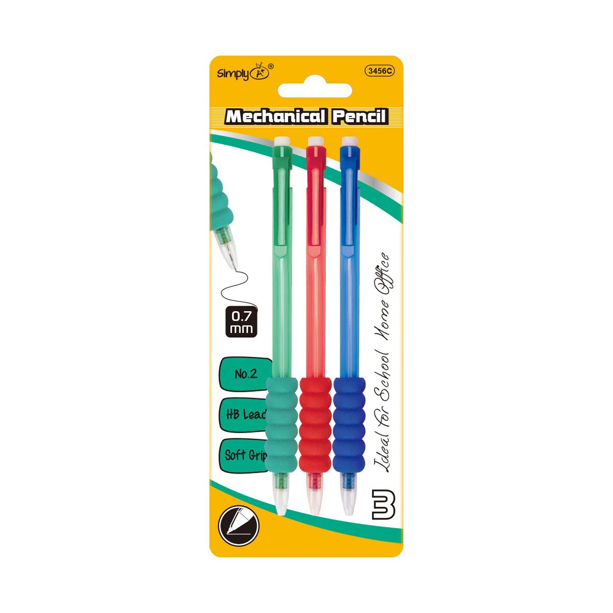 Wholesale Footwear Mechanical Pencil 0.7mm/3 Count Number 2 Soft Grip