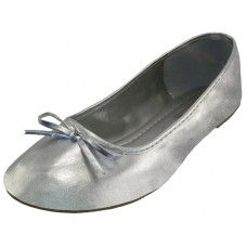 Wholesale Footwear Women's Ballet Flats Metallic Silver