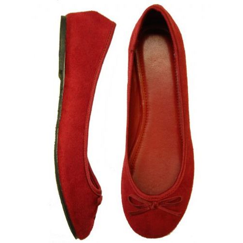 Wholesale Footwear Ladies' Velvet Ballerina *maroon Size 5-10