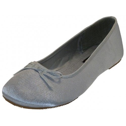 Wholesale Footwear Women's Satin Ballet Flat Shoes ( *silver Color )