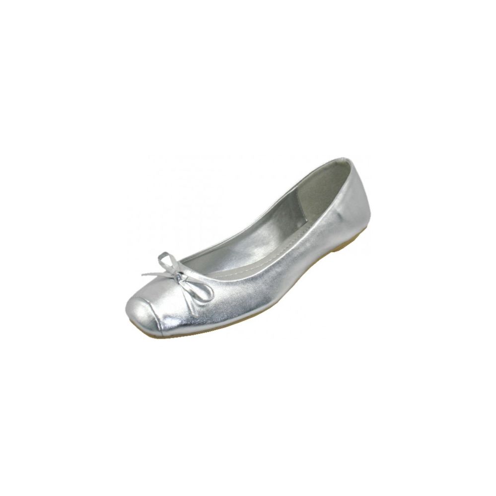Wholesale Footwear Women's Square Toe Ballet Flats ( Silver Color Only)