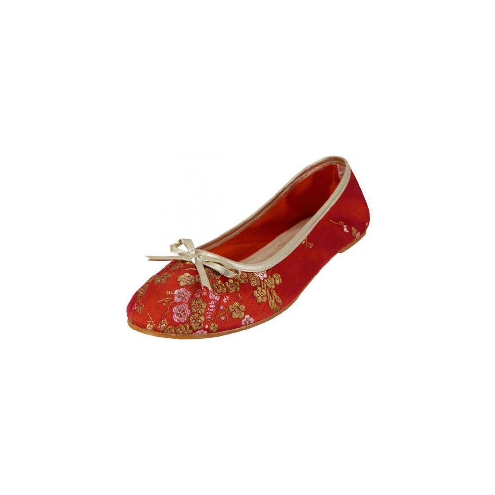 Wholesale Footwear Women's Satin Brocade Floral Printed Ballet Shoes