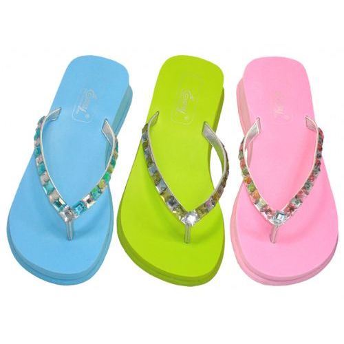 Wholesale Footwear Lady Rhinestones Thong Sandal Size: 6-11