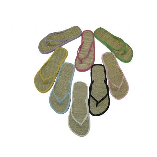 Wholesale Footwear Ladies' Pastel Straw Sole Thong Size: 5-10