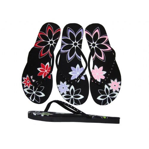 Wholesale Footwear Ladies' Rhinestone Flower Thong