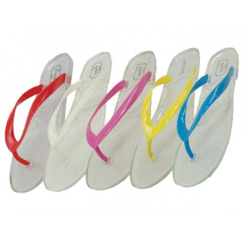 Wholesale Footwear Ladie's Clear Jelly Thong Size: 6-11
