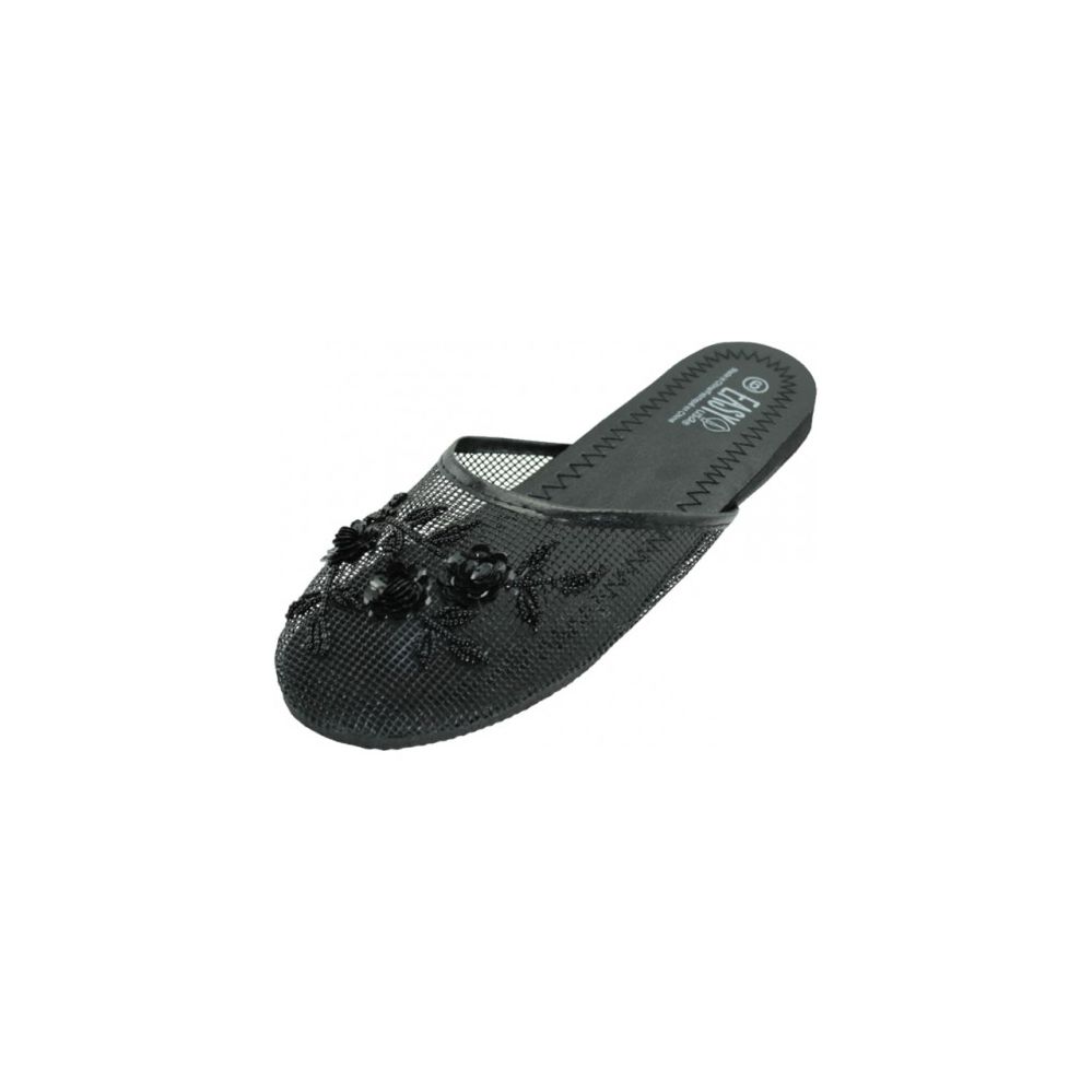 Wholesale Footwear Ladies' Mesh Slippers With Sequins Black