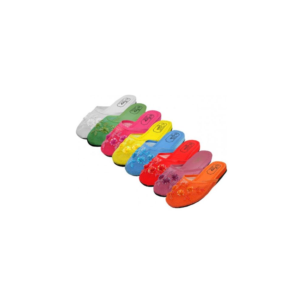 Wholesale Footwear Ladies' Pastel Mesh Slippers With Sequins