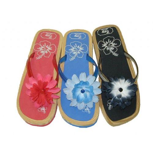 Wholesale Footwear Ladies' Cork Sole Floral Thong