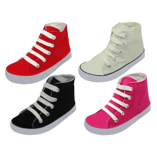 Wholesale Footwear Children's Lace Up High Top Canvas Shoes | Distributor