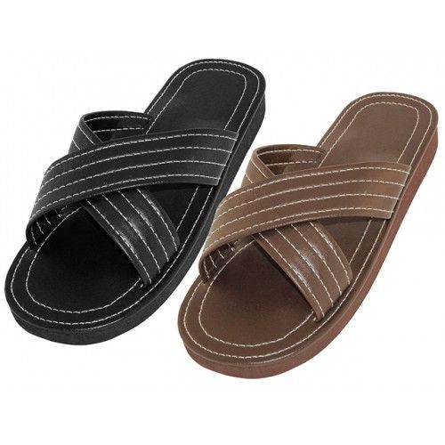 Wholesale Footwear Men's Pu. Upper X-Band Slippers