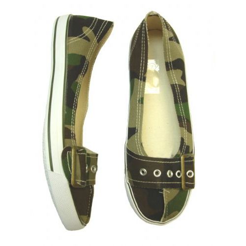 Wholesale Footwear Ladies' Camouflage Canvas Shoe W/ Buckle