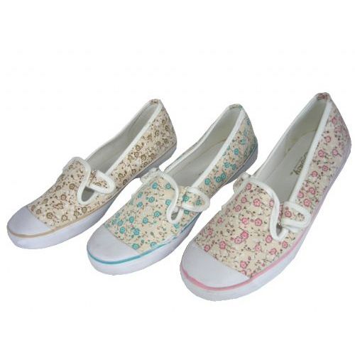 Wholesale Footwear Ladies' Floral Print Canvas Shoes