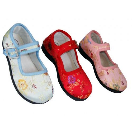 Wholesale Footwear Girl Brocade Maryjane Colors: Blue, Pink & Red (assorted)