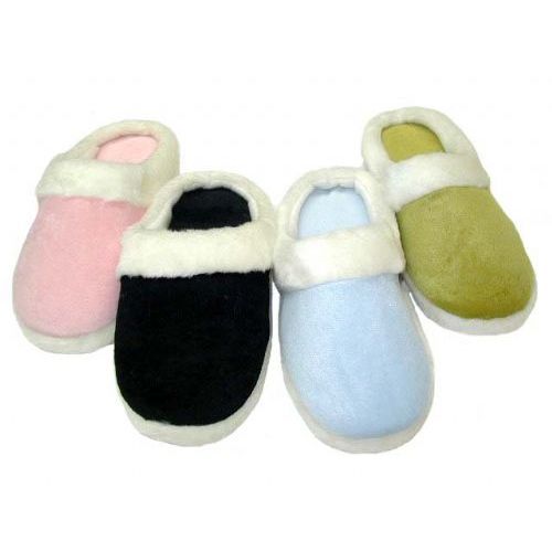 Wholesale Footwear Girl Solid Color Velour With Fur Cuff Colors: Black, Lt. Blue, Lt. Pink And Green
