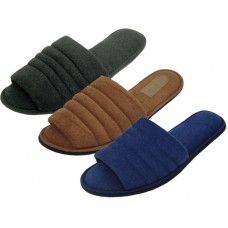 Wholesale Footwear Men's Open Toe Cotton Terry Upper House Slippers
