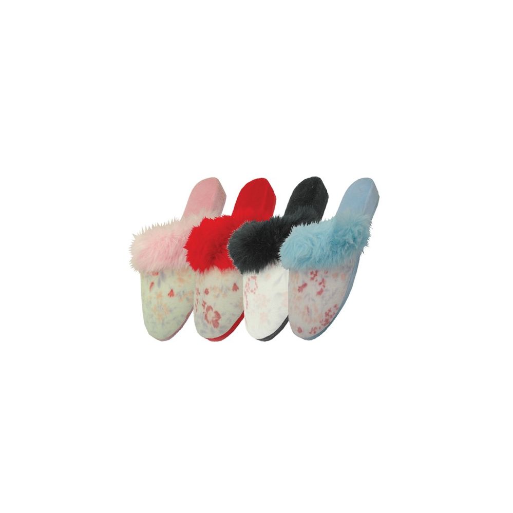 Wholesale Footwear Ladies' Floral Print Fur Cuff