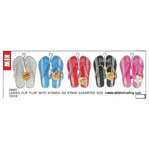Wholesale Footwear Ladies Basic Flip Flop With Stones