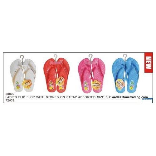 Wholesale Footwear Ladies Basic Flip Flop With Stones