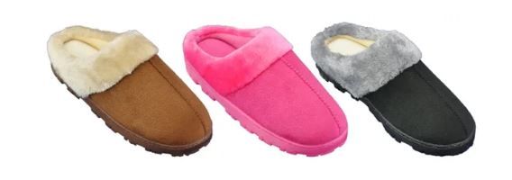 Wholesale Footwear Women's Warm Fleece Plush Micro Suede Slippers