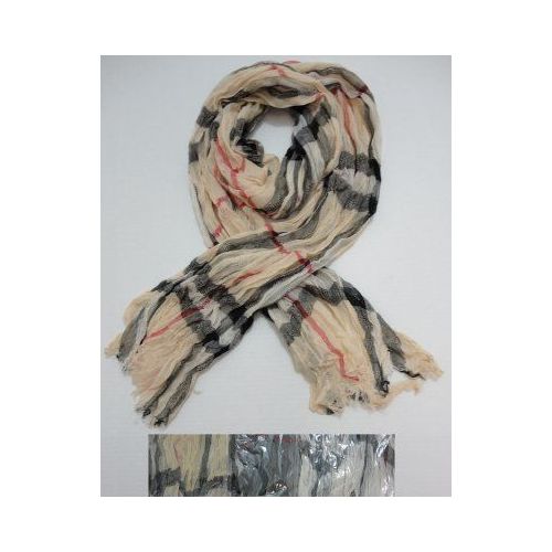 Wholesale Footwear Crinkle Scarf With FringE--Plaid