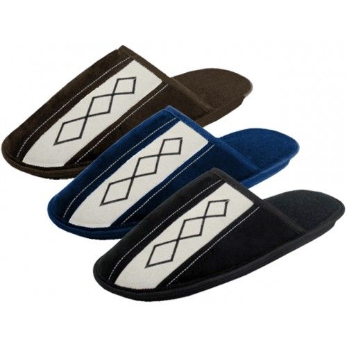 Wholesale Footwear Men's Velour House Slippers