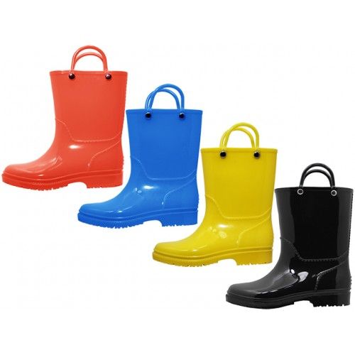 Wholesale Footwear Chiildren's Soft Plain Rubber Rain Boots In Assorted Colors