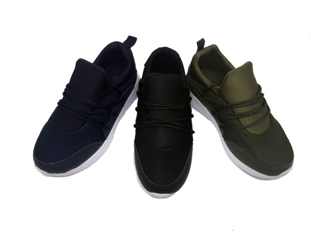 Wholesale Footwear Cool Pull On Kids Sneakers With Laced Front In Navy