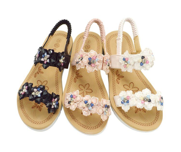Wholesale Footwear Girls Sandals Cute Open Toe Flats Dress Sandals Summer Shoes
