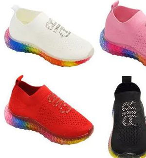 Wholesale Footwear Girls Sneakers Kids Lightweight Slip On Running Shoes Walking Shoes Breathable Tennis Shoes In Red Only