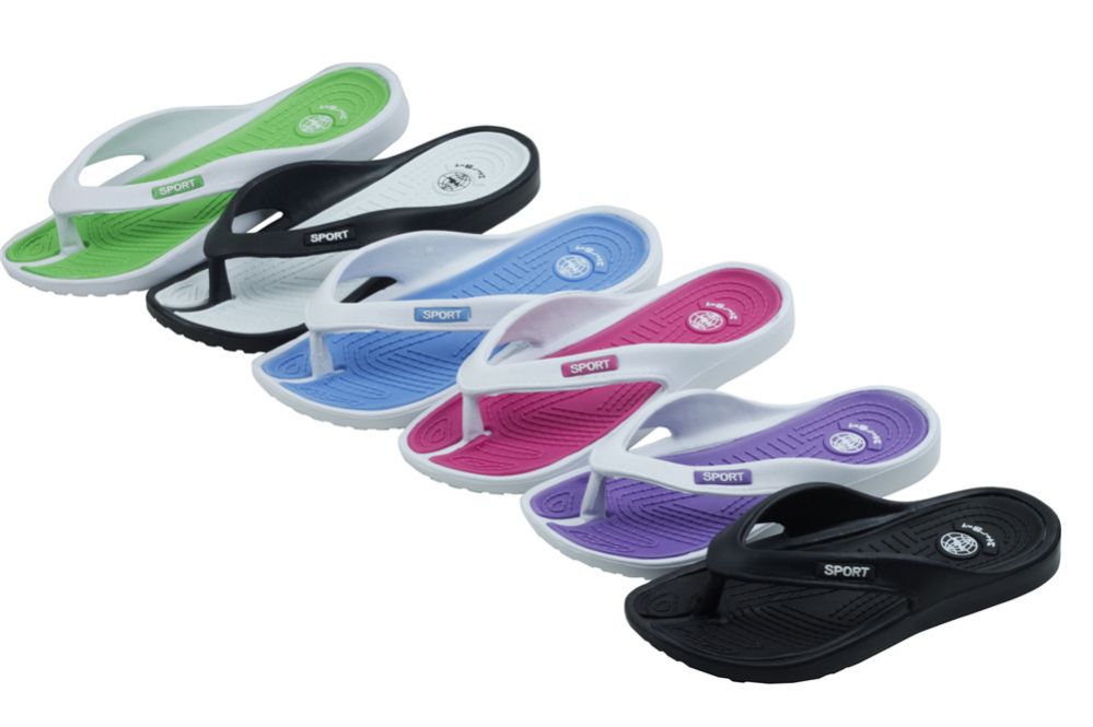 Wholesale Footwear Ladies Flip Flop Assorted Colors Size 6-11