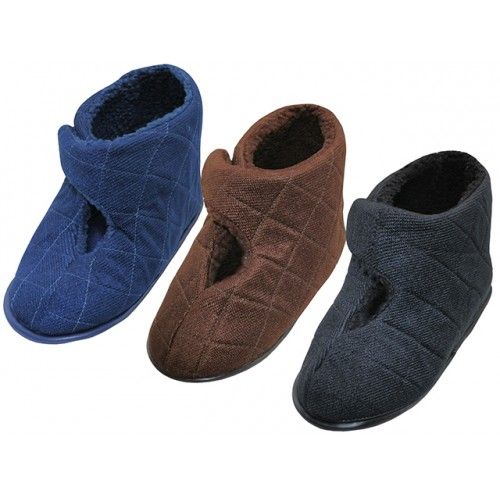 Wholesale Footwear Men's Corduroy  Touch Closure Wrap All Close House Slippers Sizes L-xl