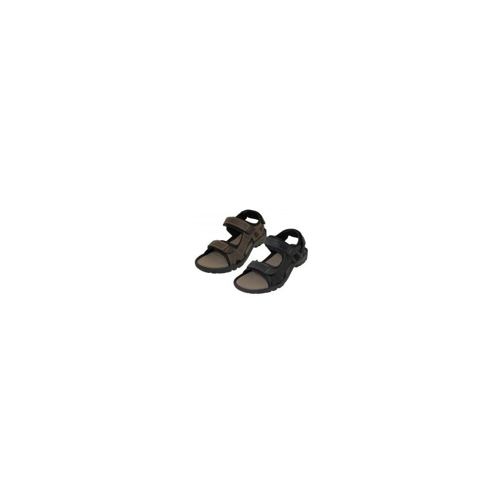 Wholesale Footwear Men's Double Velcro Man Make Leather Sandals ( *asst. Black And Dark Brown ) Size 7-13