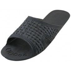 Wholesale Footwear Men's Soft Rubber Slide Open Toe Sandals Black Color Only Sizes 7-13
