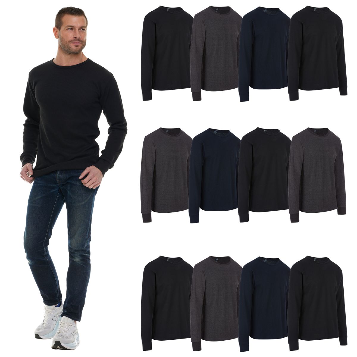 Wholesale Footwear Men's Thermal Long Sleeve Shirt In Assorted Colors Size xl